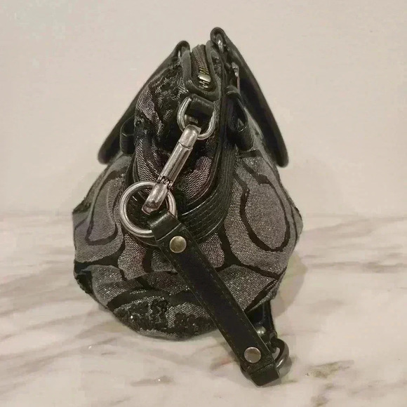 EUC Coach Madison Signature Op Art Sophia Sequin Metallic Satchel Shoulder Bag - Picture 4 of 9